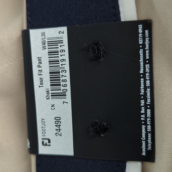 NWT FootJoy FJ Performance Golf Pants Men’s 40x30 Slimmer Fit Khaki Style 24490 - Picture 3 of 10
